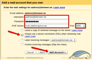 Add a Gmail account - info@assistent.ee +372 5680 0084