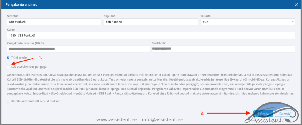 SEB pank - info@assistent.ee +372 5680 0084
